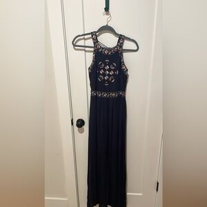 Embroidered navy Maxi Dress